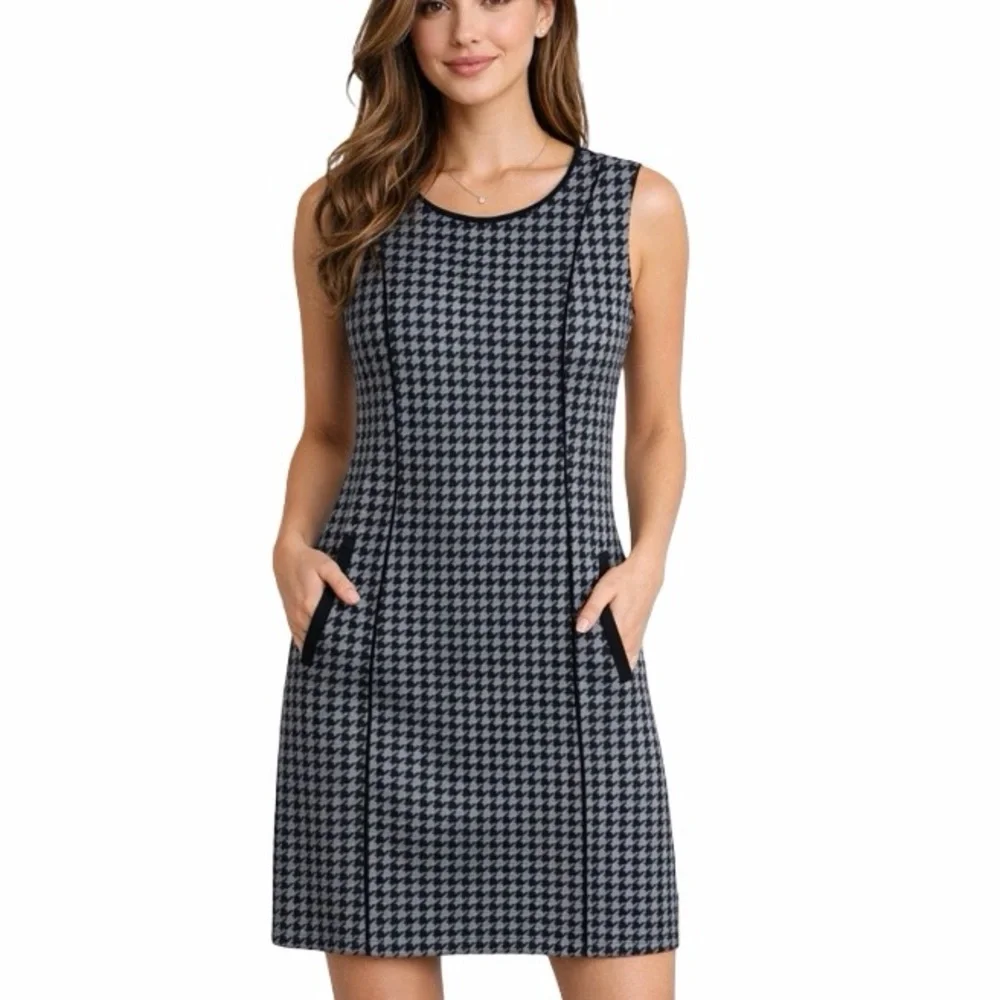 F&F Clothing Gray & Black Houndstooth Sleeveless Career Dress Size XXL - Picture 2 of 16